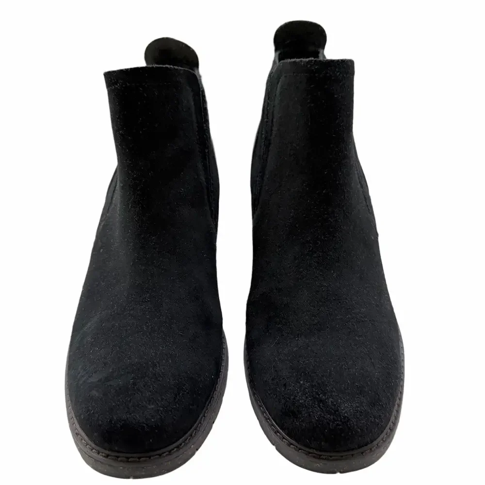 Aetrex Frankie Black Size 8.5 Boots Ankle Bootie Leather Suede Water Resistant